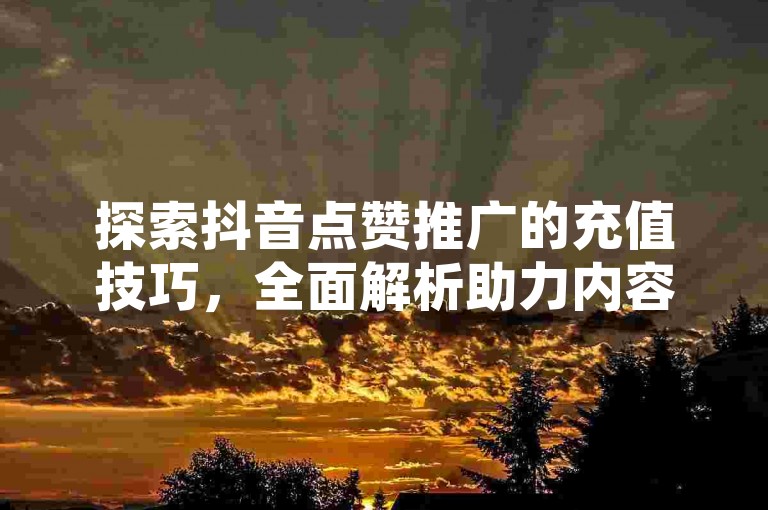 探索抖音点赞推广的充值技巧，全面解析助力内容走红的策略。