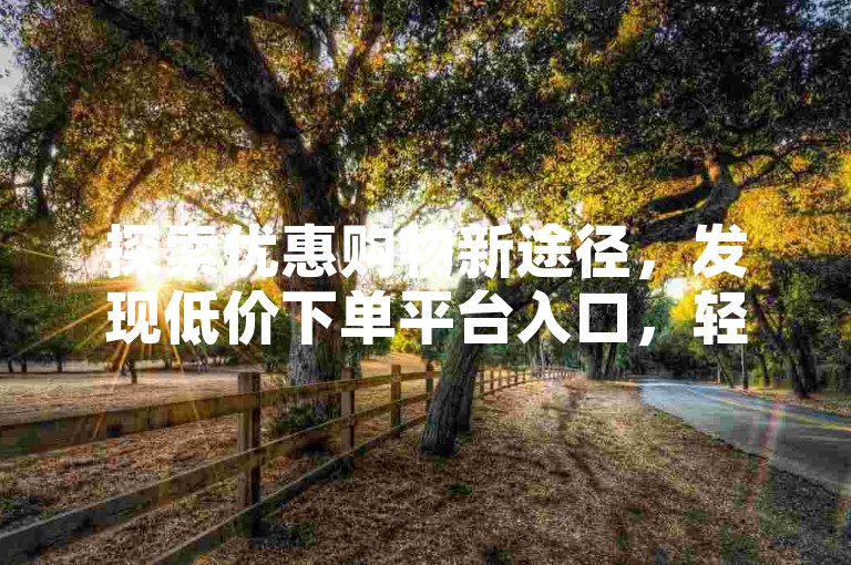 探索优惠购物新途径，发现低价下单平台入口，轻松获取僵尸粉购买渠道。