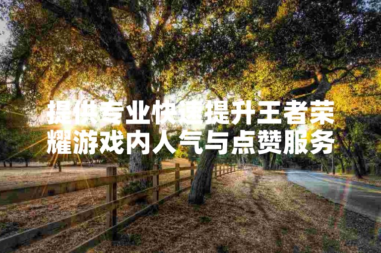 提供专业快速提升王者荣耀游戏内人气与点赞服务，价格实惠。