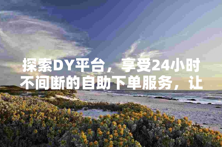 探索DY平台，享受24小时不间断的自助下单服务，让每一刻需求都能迅速满足。