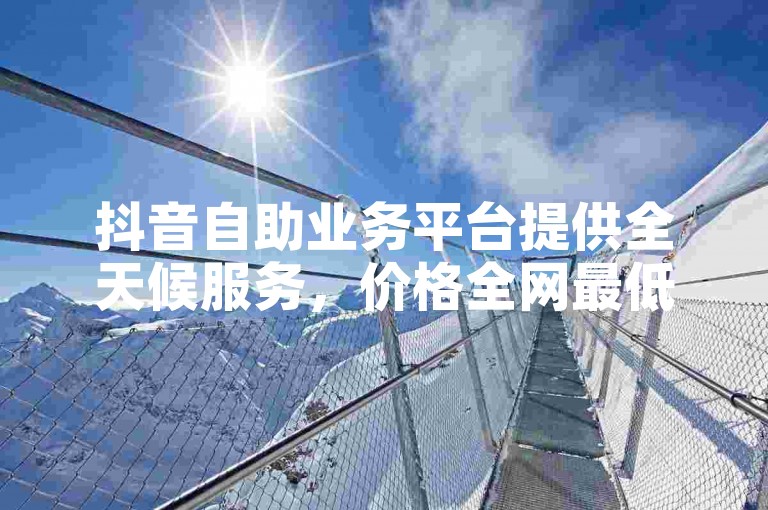 抖音自助业务平台提供全天候服务，价格全网最低。