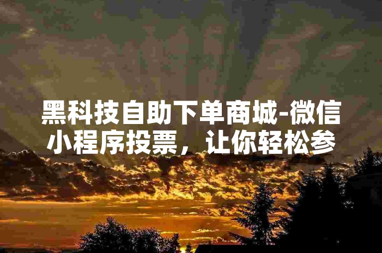 黑科技自助下单商城-微信小程序投票，让你轻松参与，畅享便捷投票体验。