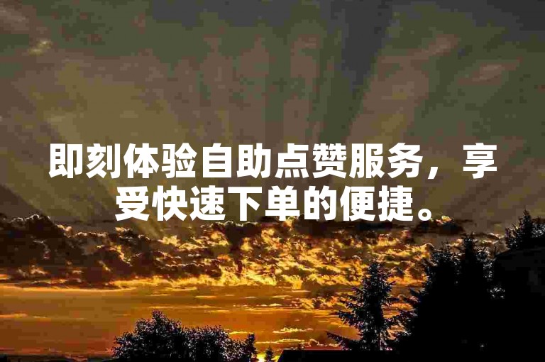 即刻体验自助点赞服务，享受快速下单的便捷。