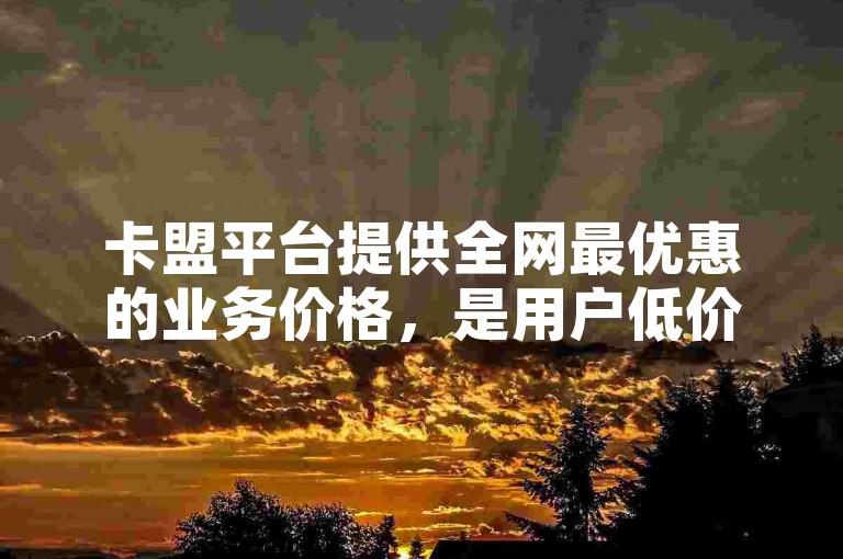卡盟平台提供全网最优惠的业务价格，是用户低价下单的首选网站。