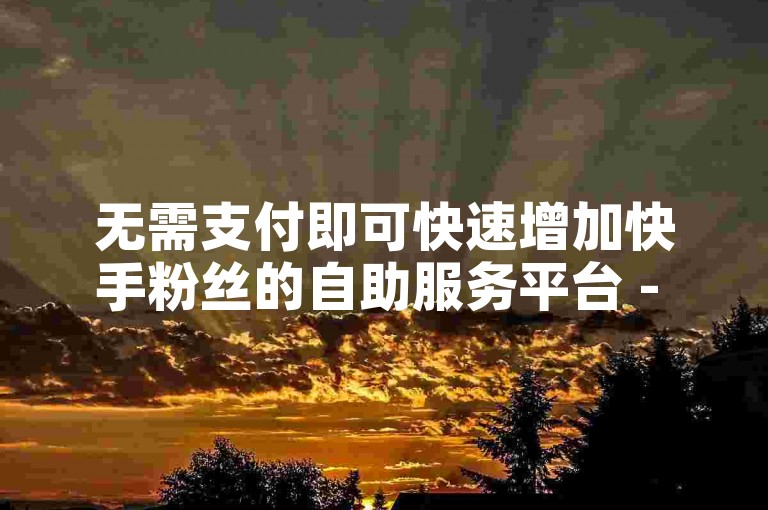 无需支付即可快速增加快手粉丝的自助服务平台 - 山东地区的ks业务自助下单系统。