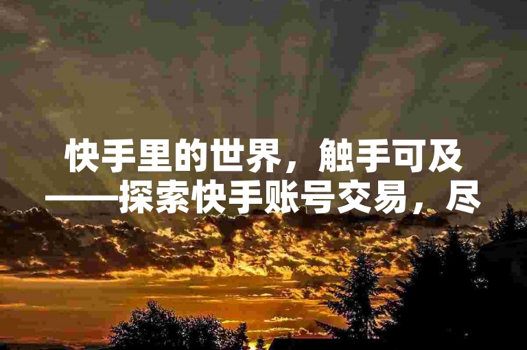 快手里的世界，触手可及——探索快手账号交易，尽享社交新体验。