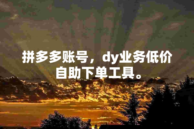 拼多多账号，dy业务低价自助下单工具。