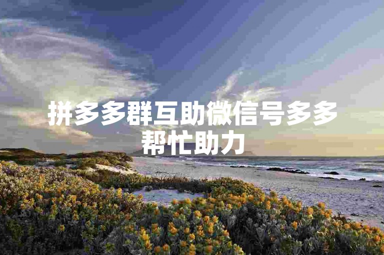 拼多多群互助微信号多多帮忙助力