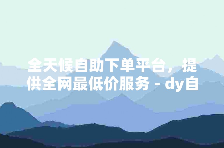 全天候自助下单平台，提供全网最低价服务 - dy自助下单网站24小时在线。