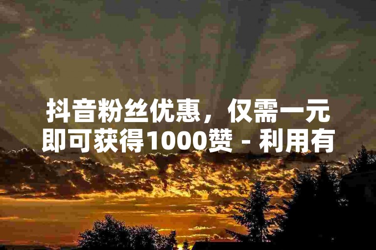 抖音粉丝优惠，仅需一元即可获得1000赞 - 利用有赞平台登录，体验抖音流量推广的神奇软件。