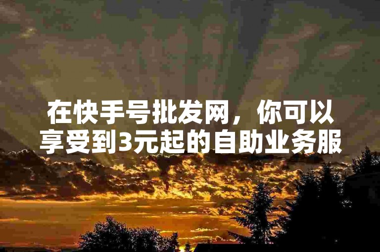 在快手号批发网，你可以享受到3元起的自助业务服务，包括仅需1元即可获得1000个粉丝的增长服务，以及抖音相关业务的24小时免费下单便利。