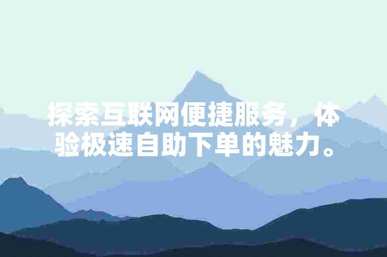探索互联网便捷服务，体验极速自助下单的魅力。