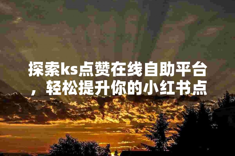 探索ks点赞在线自助平台，轻松提升你的小红书点赞和粉丝数量。