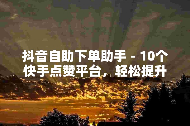 抖音自助下单助手 - 10个快手点赞平台，轻松提升你的短视频人气。
