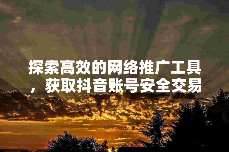 探索高效的网络推广工具，获取抖音账号安全交易及点赞服务 - 快速增粉平台与账号交易平台。