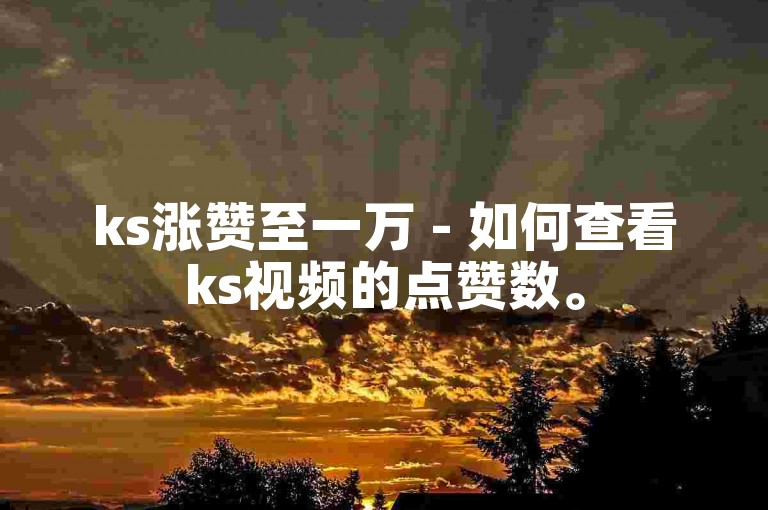 ks涨赞至一万 - 如何查看ks视频的点赞数。