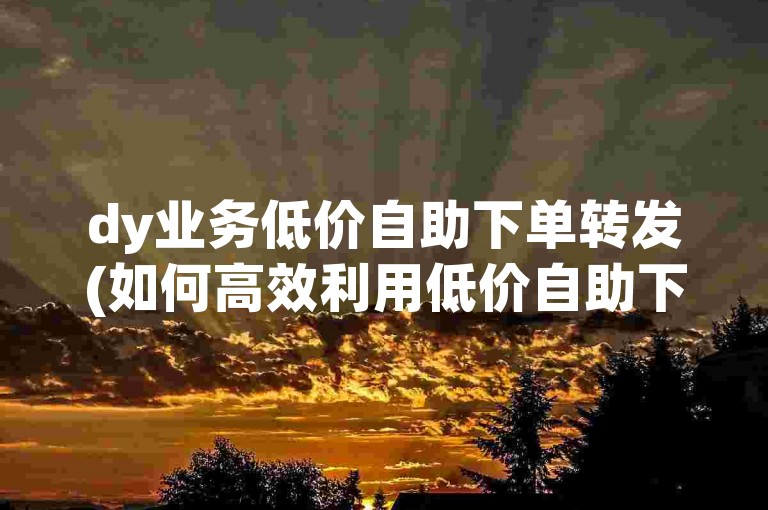 dy业务低价自助下单转发(如何高效利用低价自助下单DY业务)