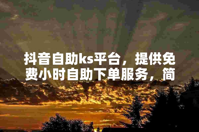 抖音自助ks平台，提供免费小时自助下单服务，简化业务操作流程。