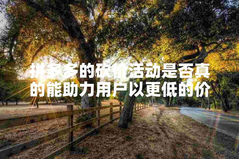 拼多多的砍价活动是否真的能助力用户以更低的价格获取商品，还是只是一种营销手段？