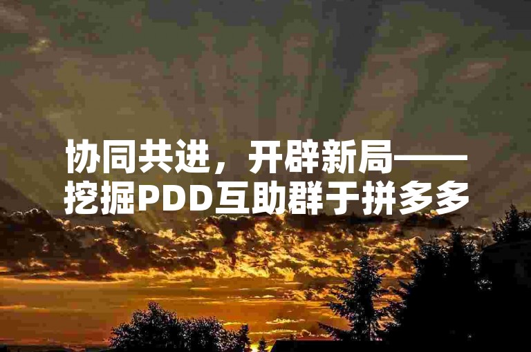 协同共进，开辟新局——挖掘PDD互助群于拼多多平台的无限潜力。
