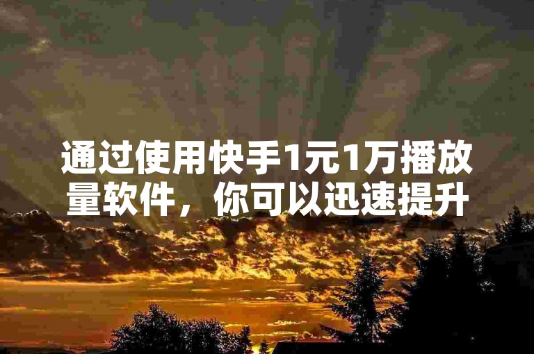 通过使用快手1元1万播放量软件，你可以迅速提升视频的观看次数。