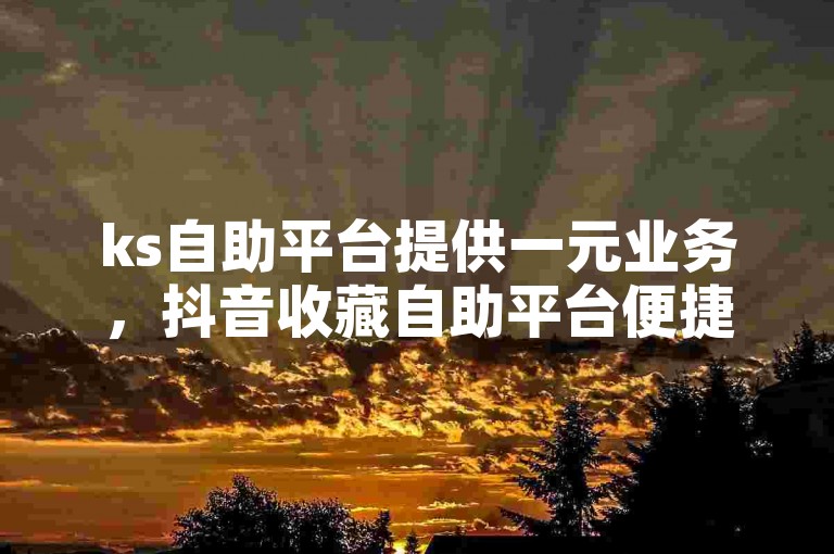 ks自助平台提供一元业务，抖音收藏自助平台便捷高效。