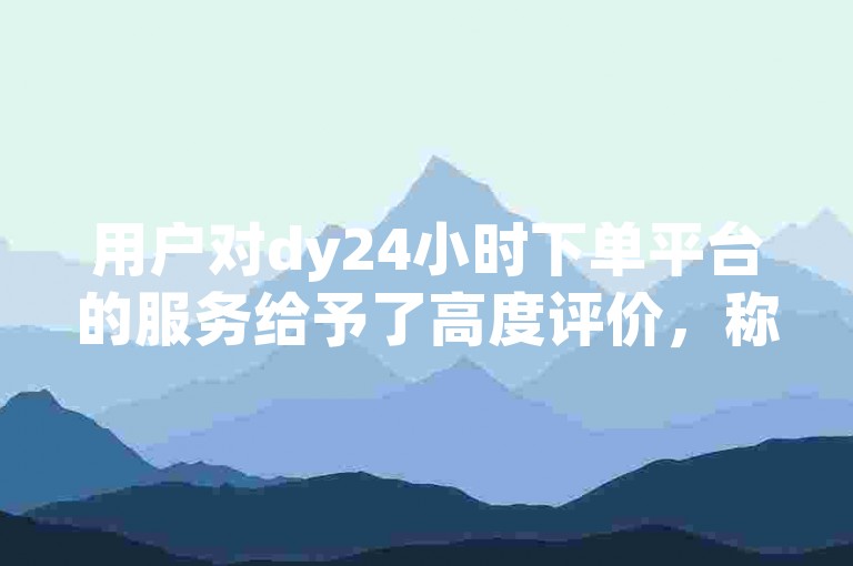 用户对dy24小时下单平台的服务给予了高度评价，称赞其快速响应和便捷操作。