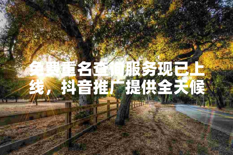 免费重名查询服务现已上线，抖音推广提供全天候自助平台支持。