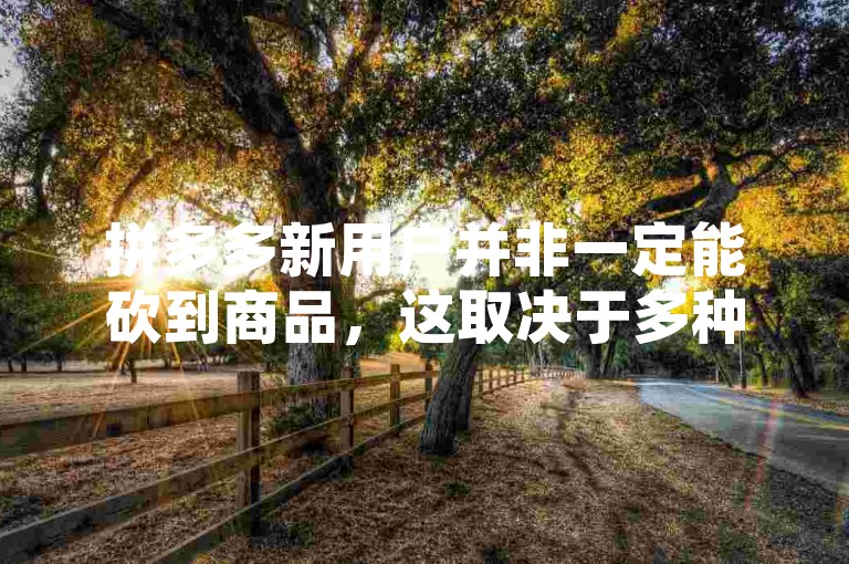 拼多多新用户并非一定能砍到商品，这取决于多种因素如活动规则、参与人数及个人运气等。