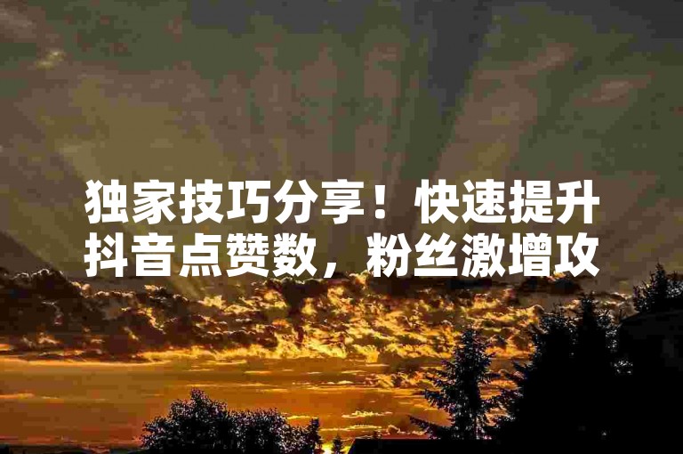 独家技巧分享！快速提升抖音点赞数，粉丝激增攻略大公开！