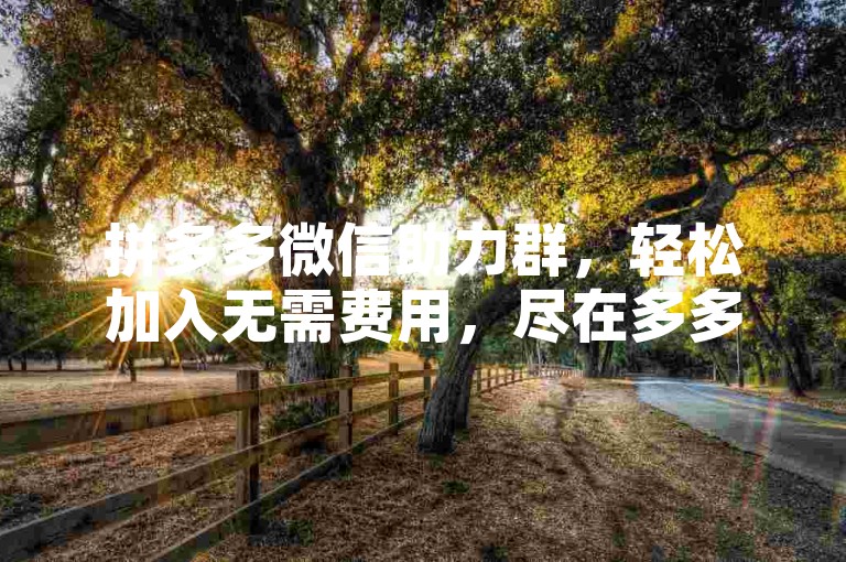 拼多多微信助力群，轻松加入无需费用，尽在多多助力网站。
