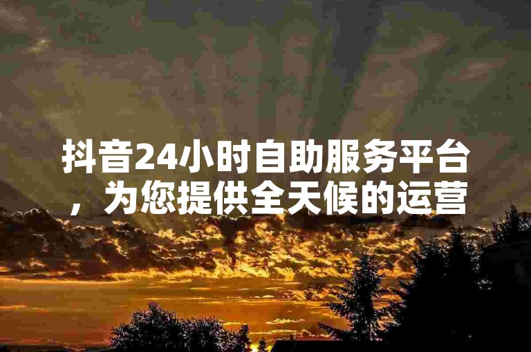 抖音24小时自助服务平台，为您提供全天候的运营支持。