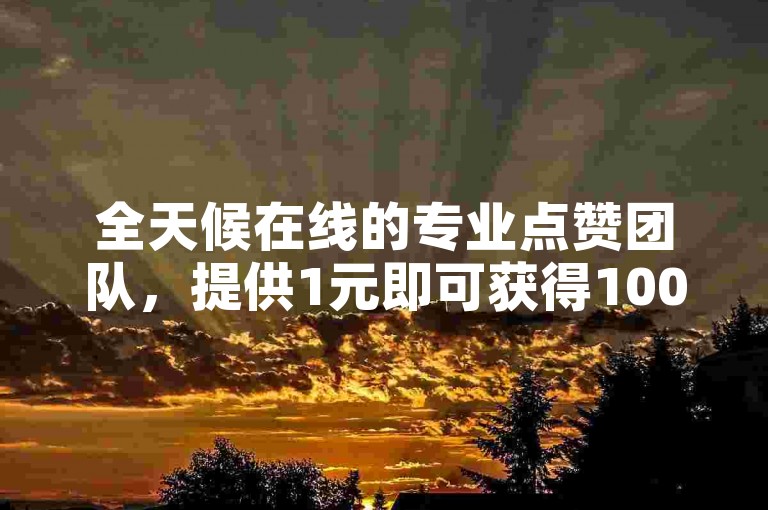 全天候在线的专业点赞团队，提供1元即可获得100赞的自助下单服务。