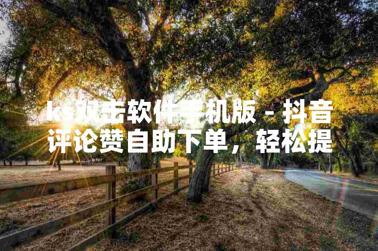 ks双击软件手机版 - 抖音评论赞自助下单，轻松提升你的社交影响力。