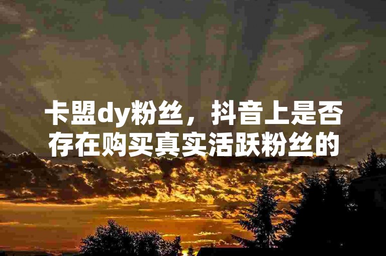 卡盟dy粉丝，抖音上是否存在购买真实活跃粉丝的服务？