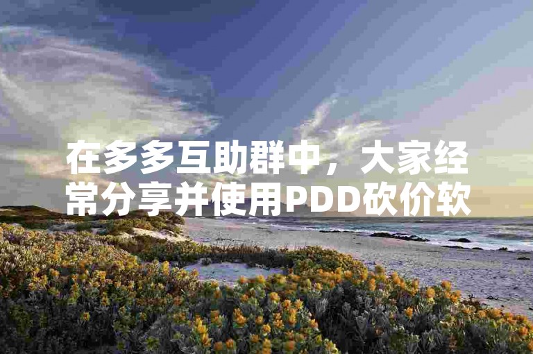 在多多互助群中，大家经常分享并使用PDD砍价软件来帮助彼此获得更优惠的购物价格。