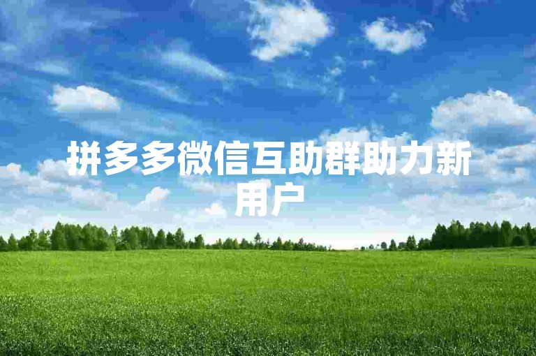 拼多多微信互助群助力新用户