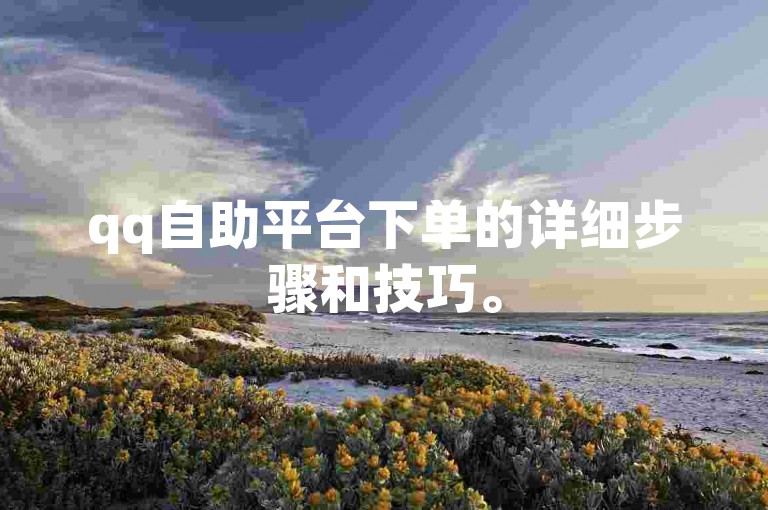qq自助平台下单的详细步骤和技巧。