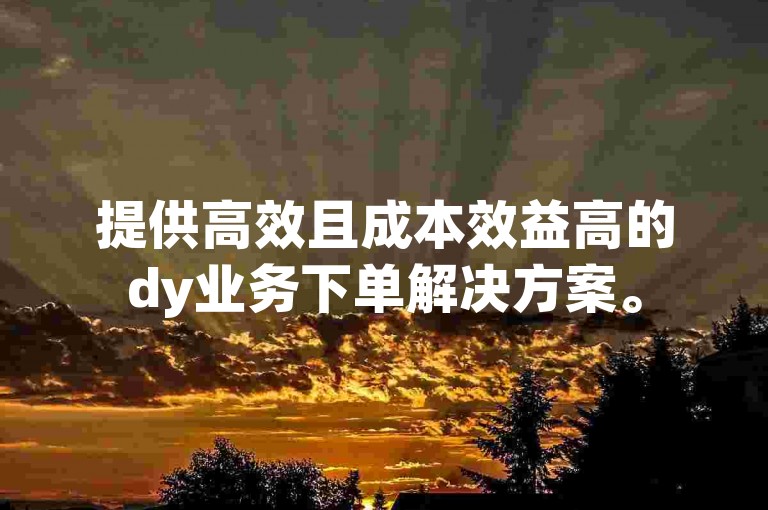 提供高效且成本效益高的dy业务下单解决方案。