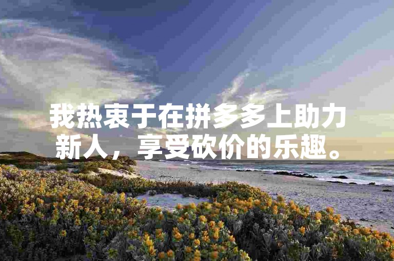 我热衷于在拼多多上助力新人，享受砍价的乐趣。