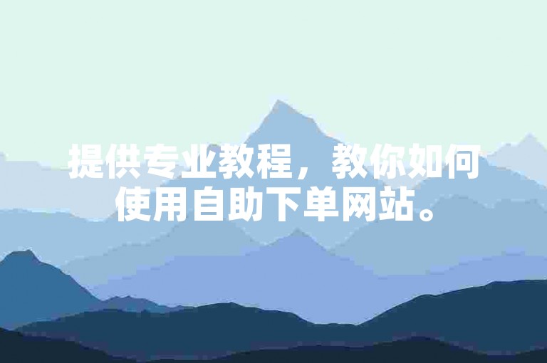 提供专业教程，教你如何使用自助下单网站。