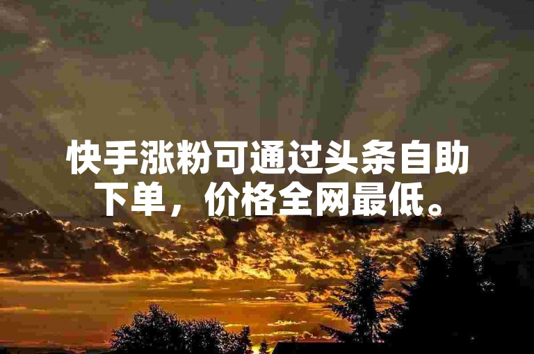 快手涨粉可通过头条自助下单，价格全网最低。