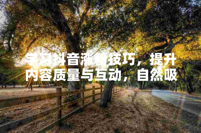 学习抖音涨粉技巧，提升内容质量与互动，自然吸引真实粉丝关注。