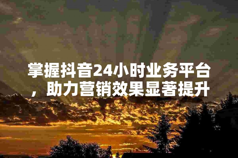 掌握抖音24小时业务平台，助力营销效果显著提升。