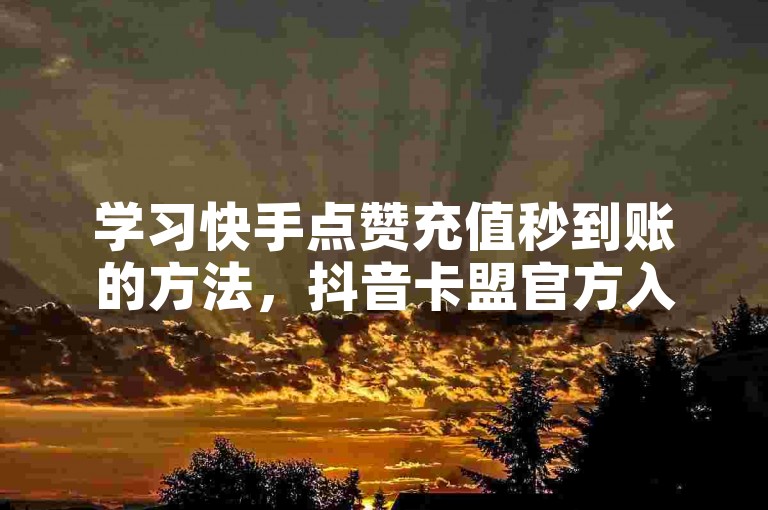 学习快手点赞充值秒到账的方法，抖音卡盟官方入口揭秘。