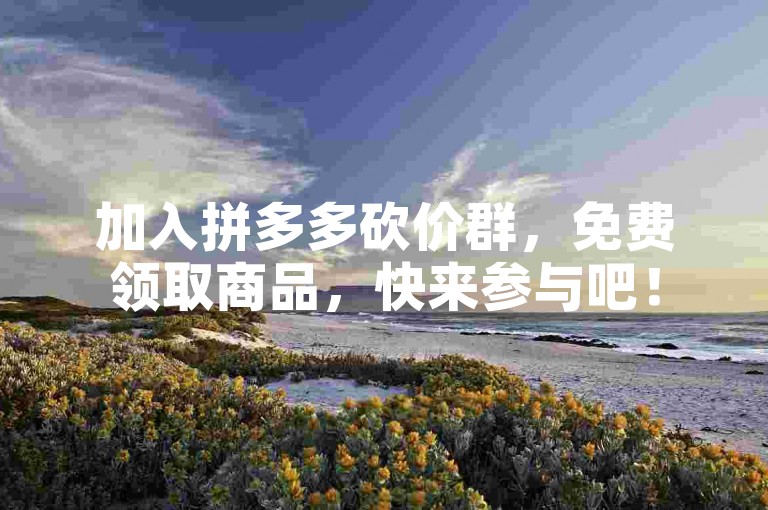加入拼多多砍价群，免费领取商品，快来参与吧！