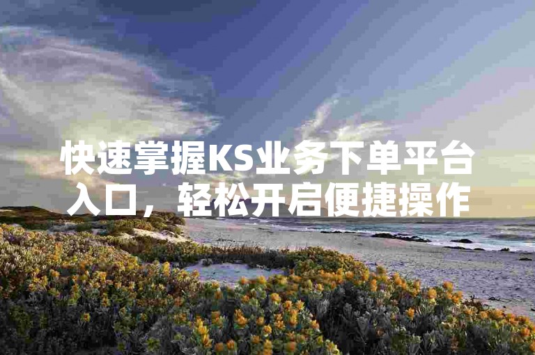 快速掌握KS业务下单平台入口，轻松开启便捷操作之旅。