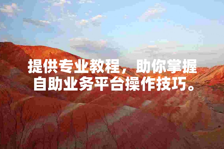提供专业教程，助你掌握自助业务平台操作技巧。