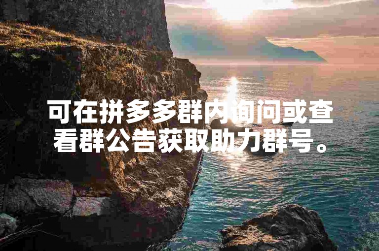 可在拼多多群内询问或查看群公告获取助力群号。