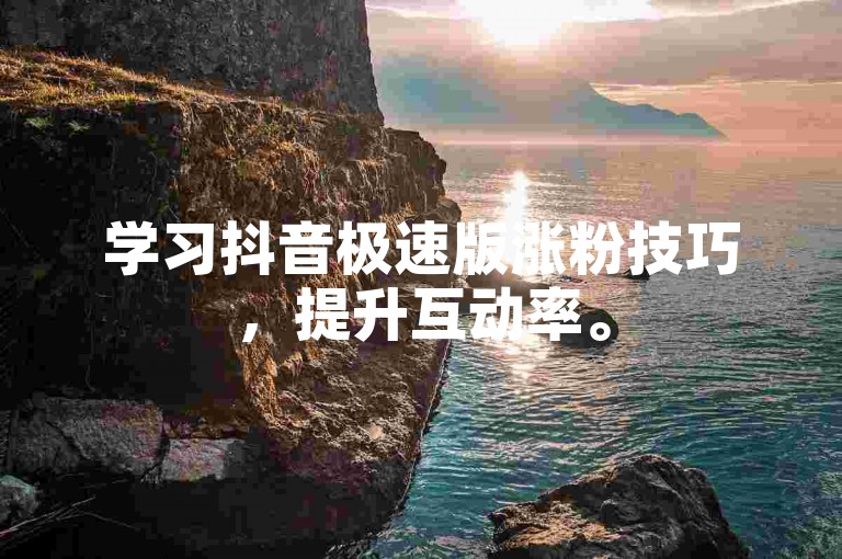 学习抖音极速版涨粉技巧，提升互动率。